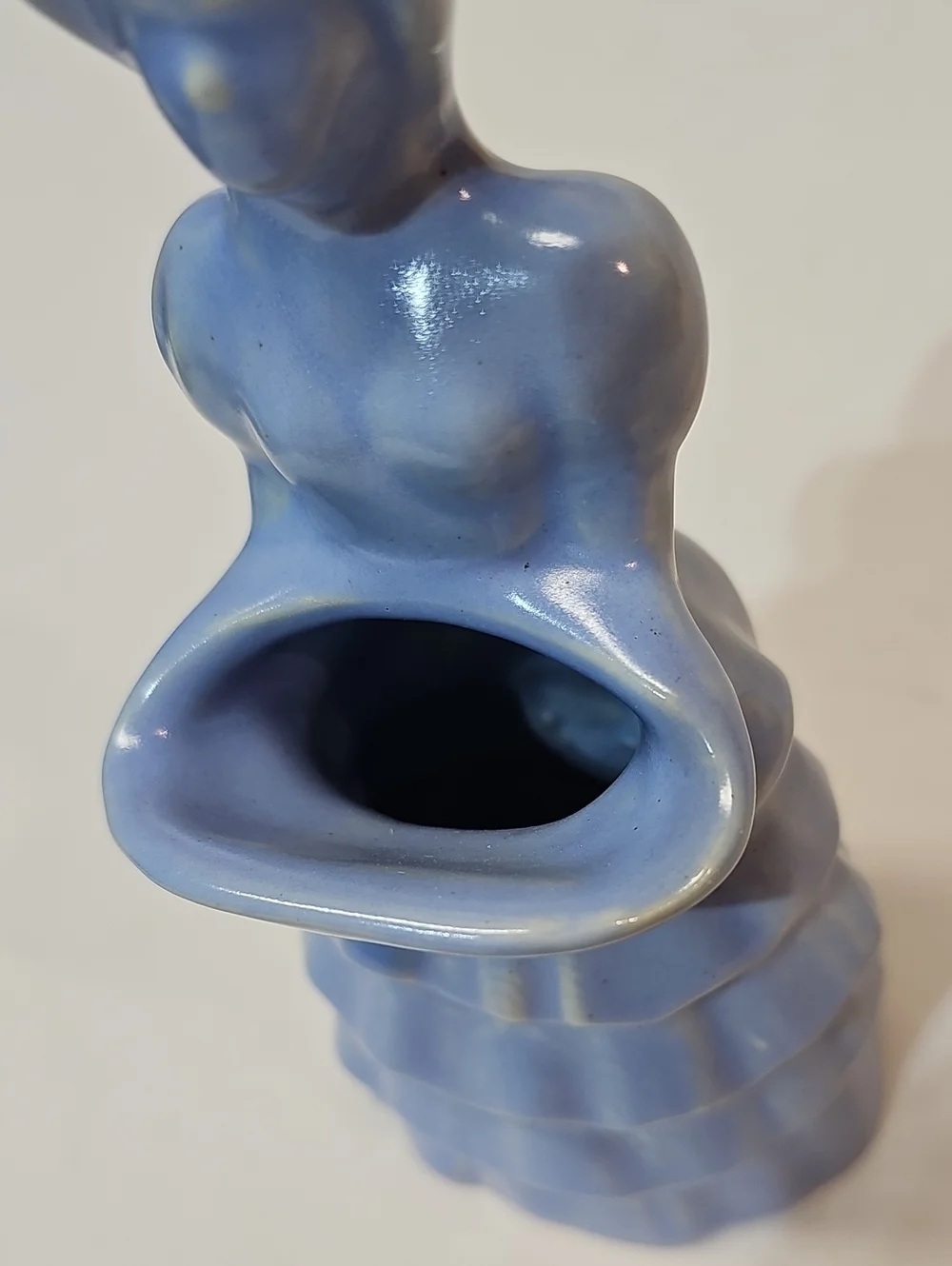 Vintage Haeger Pottery Blue Southern Belle Lady 1940s Ceramic Planter / Vase